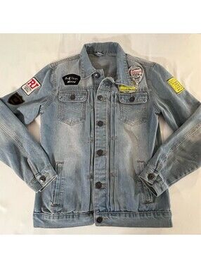 RU Jeans Light Wash Denim Jacket with Patchwork Details 90’s